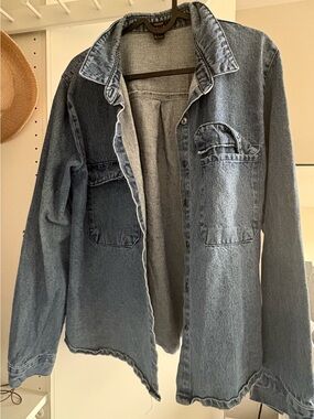 Forever 21 Denim Shacket Faded Blue
